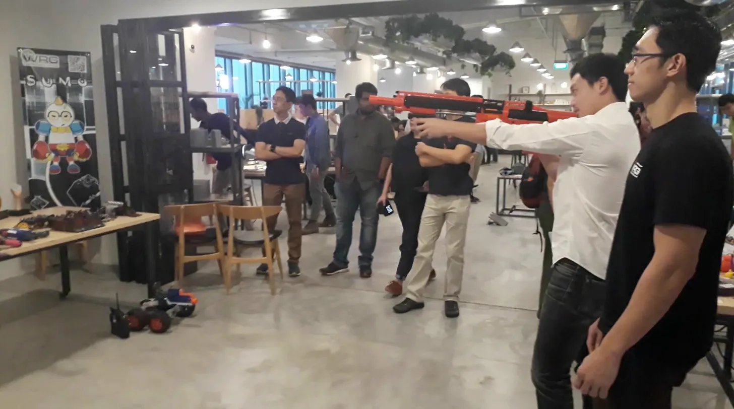 Team bonding activity with Nerf guns